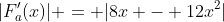 |F'_a(x)| = |8x - 12x^2|
