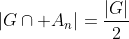 |G\cap A_n|=\frac{|G|}{2}