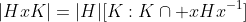 |HxK|=|H|[K:K\cap xHx^{-1}]
