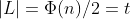 |L|=\Phi(n)/2=t