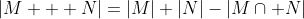 |M + N|=|M|+|N|-|M\cap N|