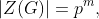 |Z(G)|=p^m,