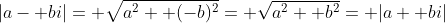 |a- bi|= \sqrt{a^2+ (-b)^2}= \sqrt{a^2+ b^2}= |a+ bi|