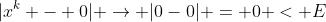 |x^{k} - 0| \rightarrow |0-0| = 0 < E