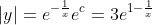 |y|=e^{-\frac{1}{x}}e^c=3e^{1-\frac{1}{x}}