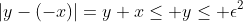 |y-(-x)|=y+x\leq y\leq \epsilon^2