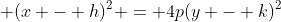  (x - h)^2 = 4p(y - k)^2