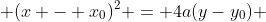  (x - x_0)^2 = 4a(y-y_0) 