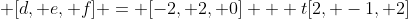  [d, e, f] = [-2, 2, 0] + t[2, -1, 2]
