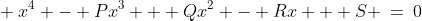 +\:x^4 - Px^3 + Qx^2 - Rx + S \:=\:0