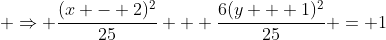  \Rightarrow \frac{(x - 2)^2}{25} + \frac{6(y + 1)^2}{25} = 1