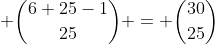  \binom{6+25-1}{25} = \binom{30}{25}