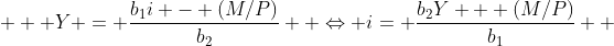  \displaystyle  Y = \frac{b_1i - (M/P)}{b_2}  \Leftrightarrow i= \frac{b_2Y + (M/P)}{b_1}  