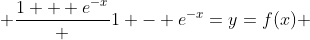  \frac{1 + e^{-x}} {1 - e^{-x}}=y=f(x) 