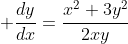  \frac{dy}{dx}=\frac{x^2+3y^2}{2xy}