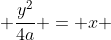  \frac{y^2}{4a} = x 