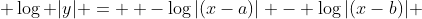  \log |y| =  -\log|(x-a)| - \log|(x-b)| 