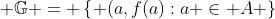  \mathbb{G} = \left\{ {(a,f(a):a \in A} \right\}