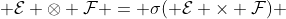  \mathcal{E} \otimes \mathcal{F} = \sigma( \mathcal{E} \times \mathcal{F}) 