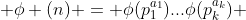  \phi (n) = \phi(p_{1}^{a_{1}})...\phi(p_{k}^{a_{k}}) 