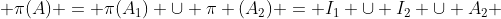  \pi(A) = \pi(A_1) \cup \pi (A_2) = I_1 \cup I_2 \cup A_2 