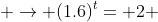  \rightarrow (1.6)^t= 2 
