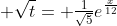  \sqrt{t}= \tfrac{1}{\sqrt5}e^{\frac{x}{12}}