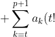 \sum^{p+1}_{k=t}a_k(t!){ k \choose t} 0^{k-t} = \sum^{p+1}_{k=t}a_k(t!){ k \choose t} (-1)^{k-t} \Rightarrow