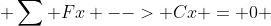  \sum Fx --> Cx = 0 