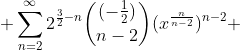  \sum_{n=2}^{\infty}2^{\frac{3}{2}-n}\binom{(-\frac1{2})}{n-2}(x^{\frac{n}{n-2}})^{n-2} 