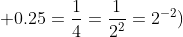 (because,\;\; 0.25=\frac{1}{4}=\frac{1}{2^2}=2^{-2})
