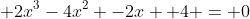  2x^3-4x^2 -2x +4 = 0