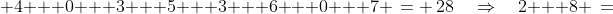  4 + 0 + 3 + 5 + 3 + 6 + 0 + 7 \,= \,28\quad\Rightarrow\quad2 + 8 \,=