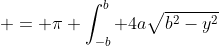  = \pi \int_{-b}^b 4a\sqrt{b^2-y^2}~dy