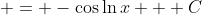  = -\cos{\ln{x}} + C