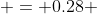  = 0.28 