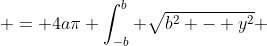  = 4a\pi \int_{-b}^b \sqrt{b^2 - y^2} ~dy 