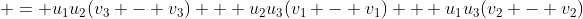  = u_1u_2(v_3 - v_3) + u_2u_3(v_1 - v_1) + u_1u_3(v_2 - v_2)
