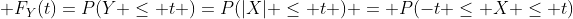  F_Y(t)=P(Y \leq t )=P(|X| \leq t ) = P(-t \leq X \leq t)