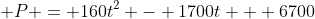  P = 160t^2 - 1700t + 6700