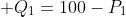  Q_1=100-P_1