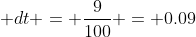 \int_{0}^{3}\frac{t^{2}}{100} \; dt = \frac{9}{100} = 0.09