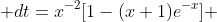 \int_0^1 e^{-xt}t \cos(t)\; dt \sim \int_0^1 e^{-xt}t\; dt=x^{-2}[1-(x+1)e^{-x}] 