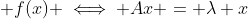  f(x) \iff Ax = \lambda x