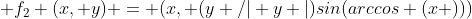  f_2 (x, y) = (x, (y /| y |)sin(arccos (x )))