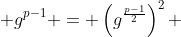  2\mid p-1, \; g^{p-1} = \left(g^{\frac{p-1}{2}}\right)^2 