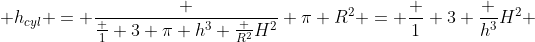  h_{cyl} = \frac {\frac 1 3 \pi h^3 \frac {R^2}{H^2}} {\pi R^2} = \frac 1 3 \frac {h^3}{H^2} 