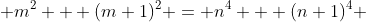  m^2 + (m+1)^2 = n^4 + (n+1)^4 