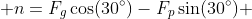  n=F_{g}\cos(30^{\circ})-F_{p}\sin(30^{\circ}) 