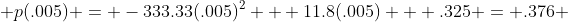  p(.005) = -333.33(.005)^2 + 11.8(.005) + .325 = .376 